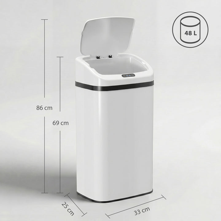 48L Stainless Steel Sensor Bin - White