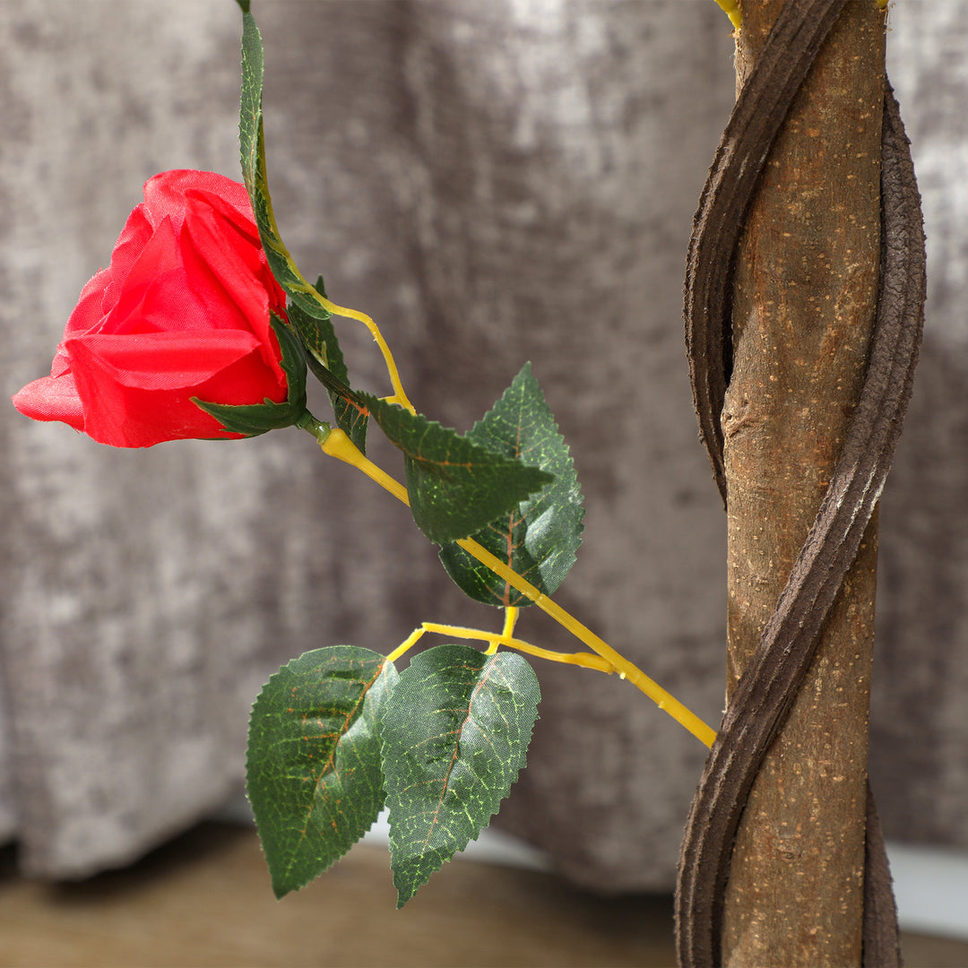 Set of 2 Artificial Plants White Rose Floral in Pot, Fake Plants for Home Indoor Decor, 90cm, Red