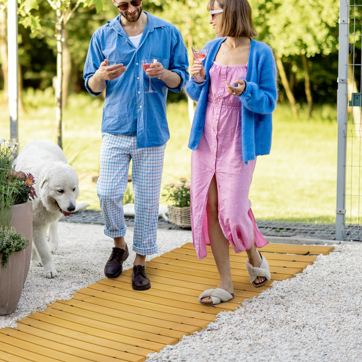 Rollable Wooden Garden Pathway Weather-Resistant Walk Way for Wedding 