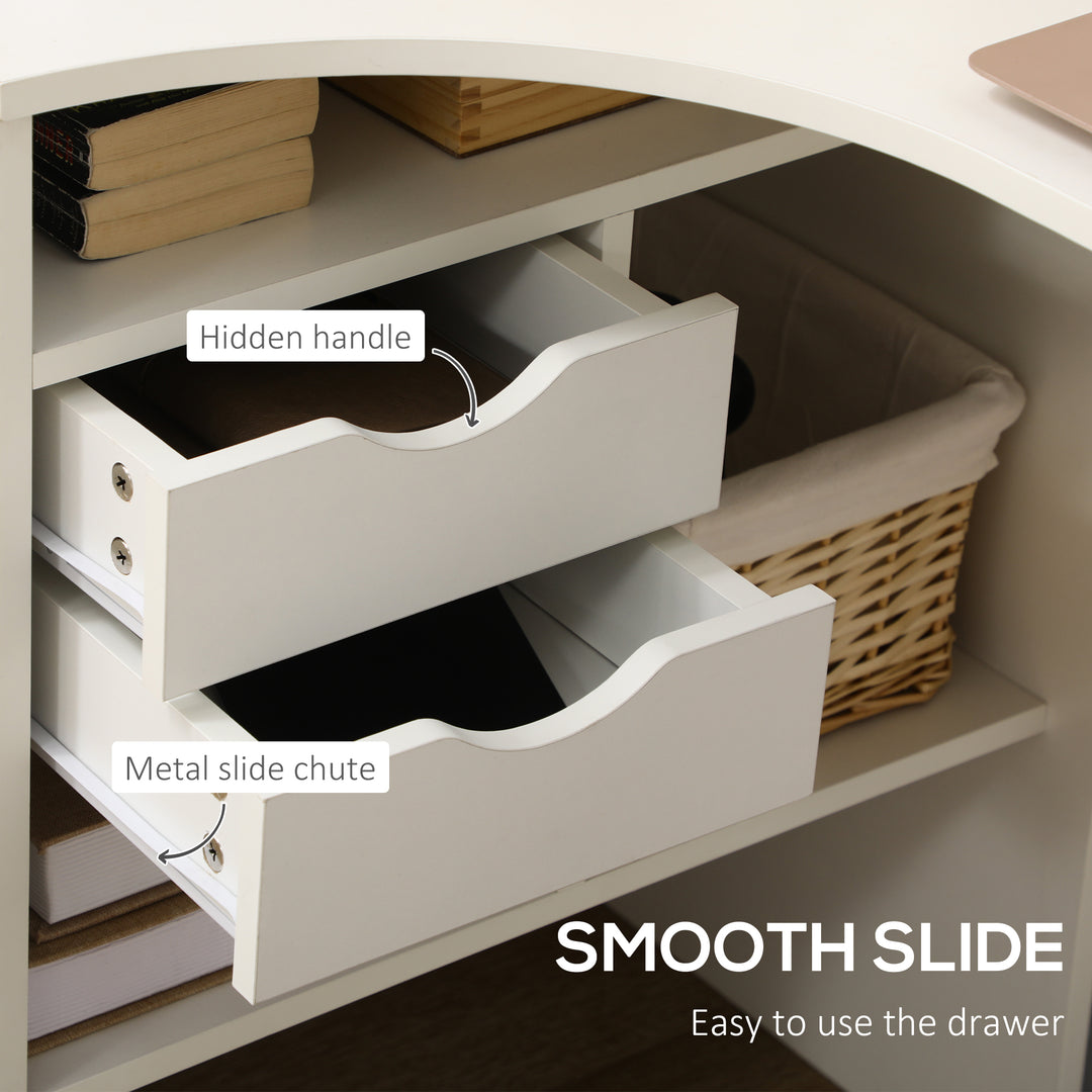 L Shaped Desk, 120cm Computer Desk, Corner Desk with 2 Drawers and 3 Storage Compartments for Home Office, Study Workstation, White
