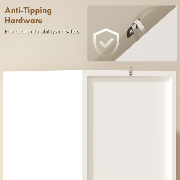 Tall Slim Bathroom Cabinet with 2 Doors, 2 Shelves