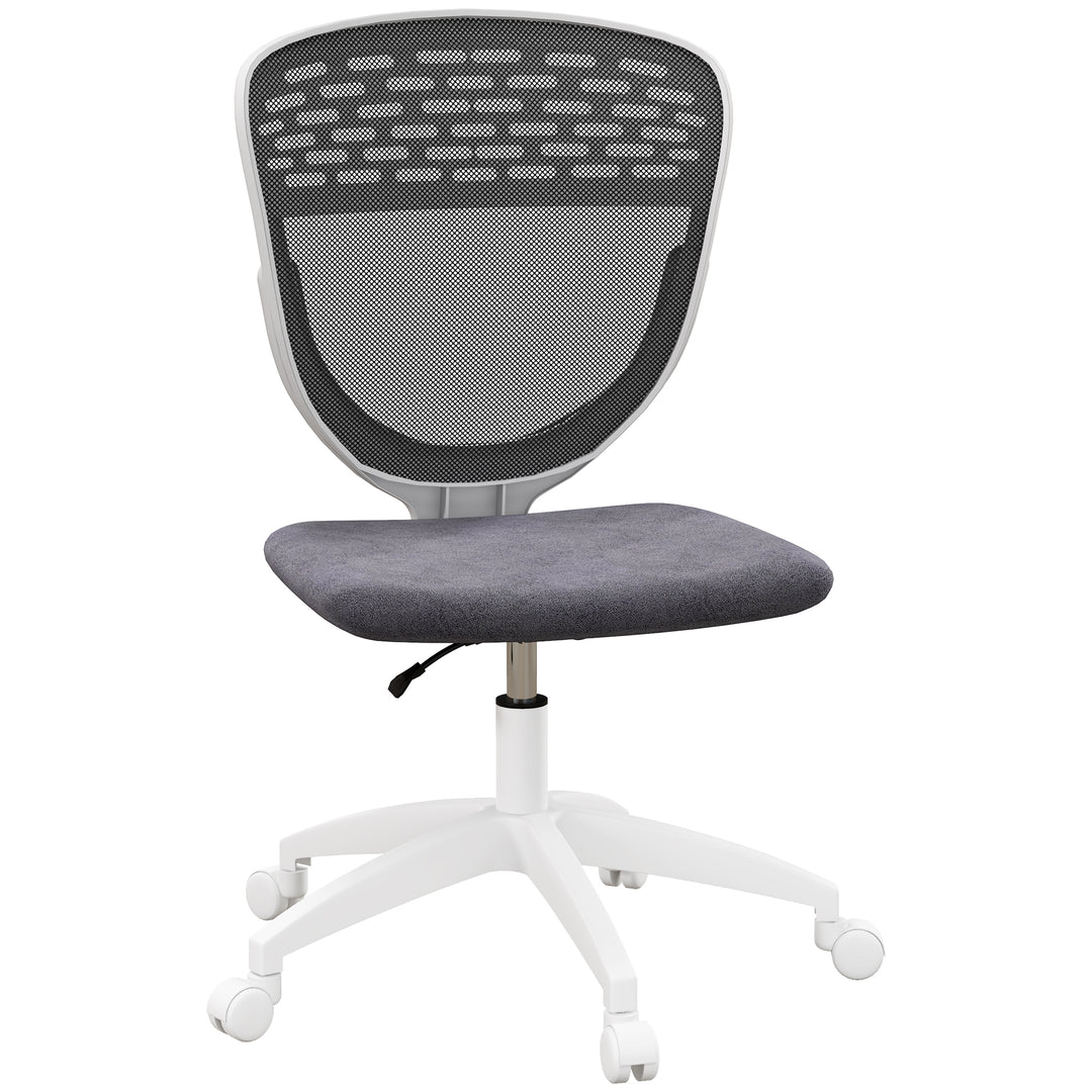 Armless Desk Chair, Mesh Office Chair, Height Adjustable with Swivel Wheels, Grey