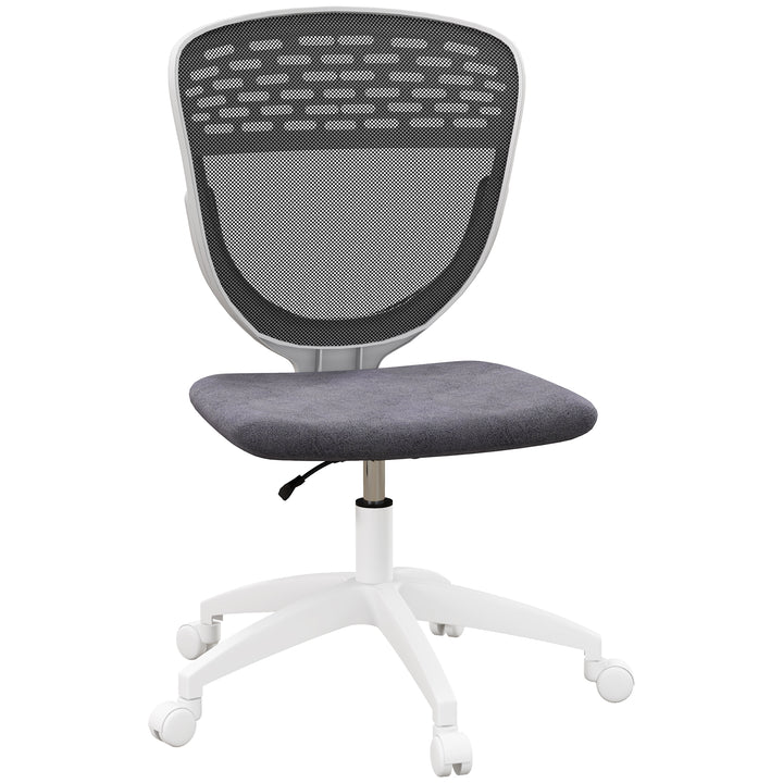 Armless Desk Chair, Mesh Office Chair, Height Adjustable with Swivel Wheels, Grey