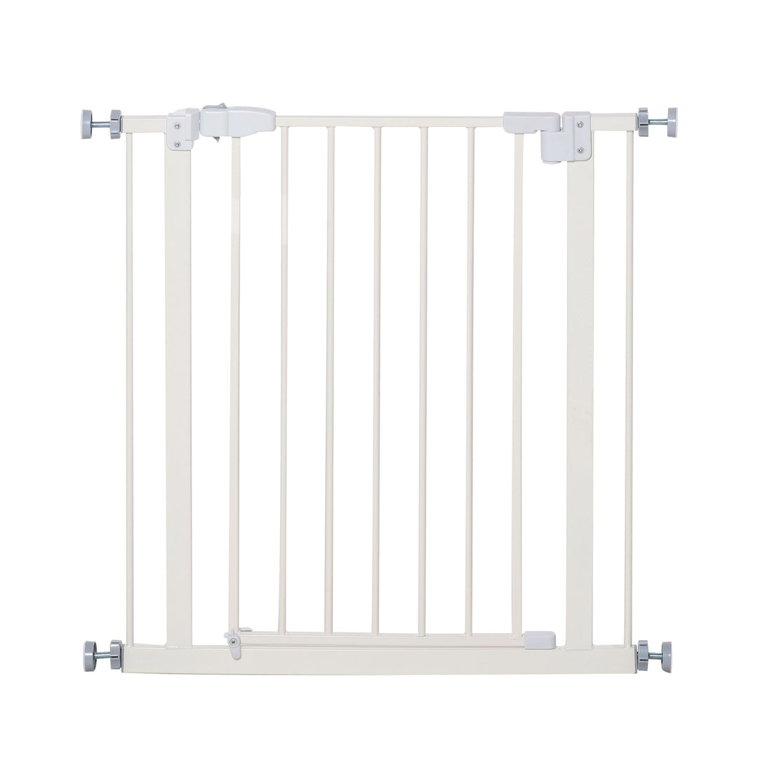 MCL Pressure Fit Safety Gate, Adjustable Dog Gate, Pet Barrier for for Doorways, Staircases and Hallways with Auto Close, Double Locking, Opening 74-80cm, White