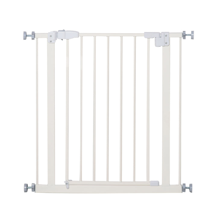 MCL Pressure Fit Safety Gate, Adjustable Dog Gate, Pet Barrier for for Doorways, Staircases and Hallways with Auto Close, Double Locking, Opening 74-80cm, White