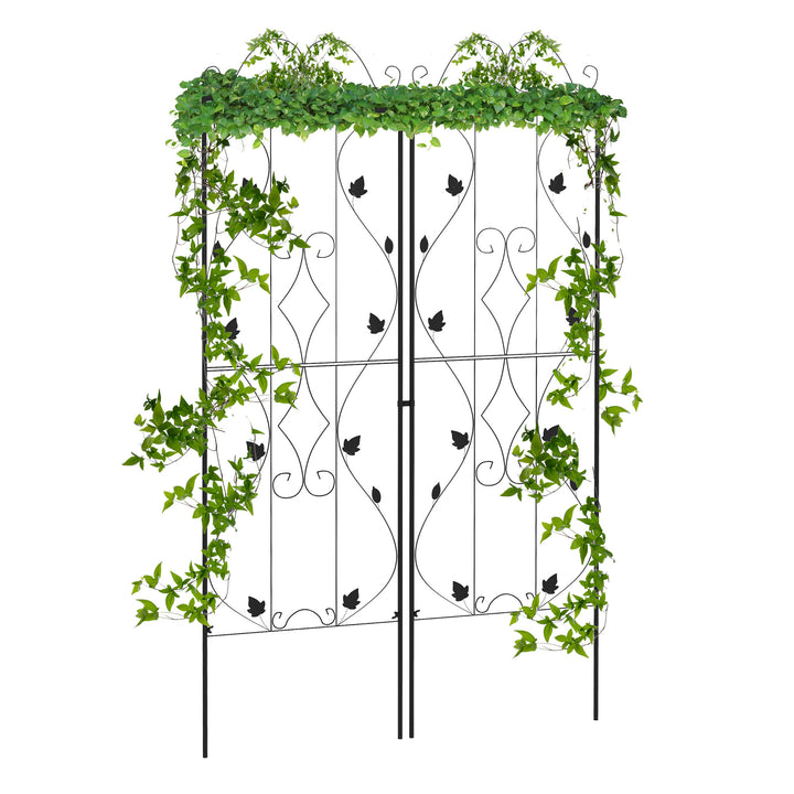 Outsunny Metal Trellis Set: Leaf Design Plant Support Frames, Outdoor Use | Aosom UK