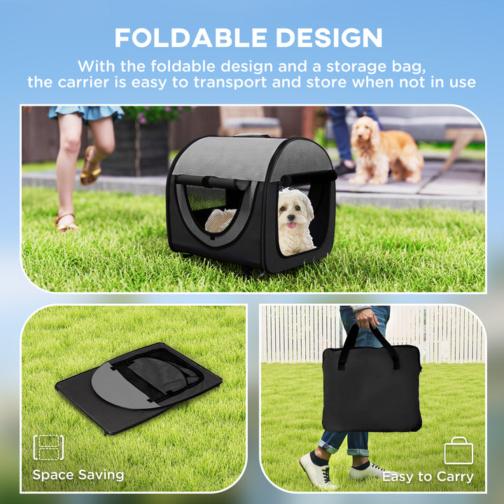 Folding Fabric Soft Pet Crate, 46Lx36Wx41H cm - Black
