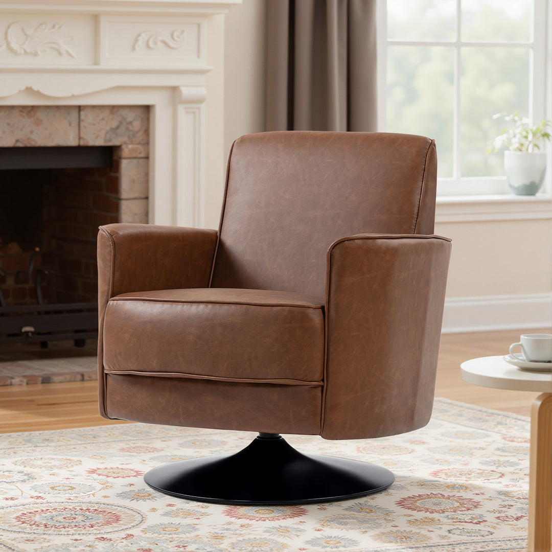 Upholstered Swivel Accent Chair with Thick Padding