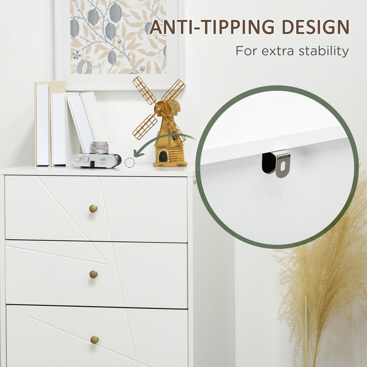 Tall Chest of Drawers, 4-Drawer Dresser for Bedroom, Modern Storage Cabinets with Hairpin Legs, White