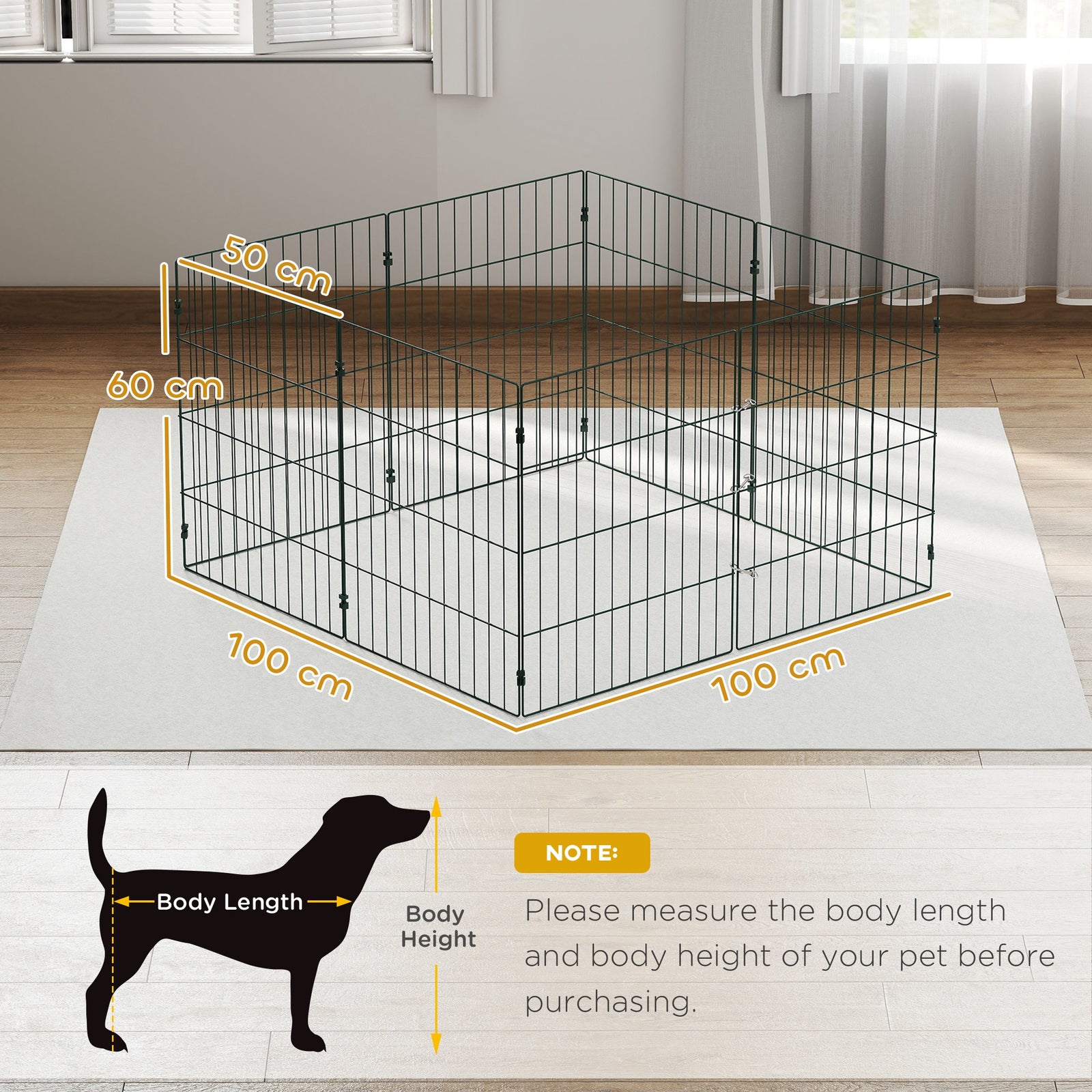 8 Panel Pet Playpen for Small Dogs Indoor Outdoor 60 cm Height