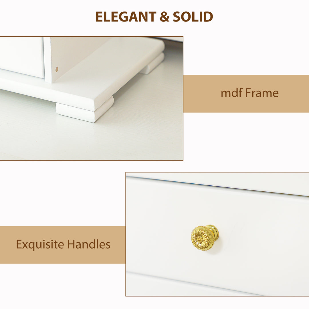4-Tier Jewellery Box with Mirror and 2 Drawers - White