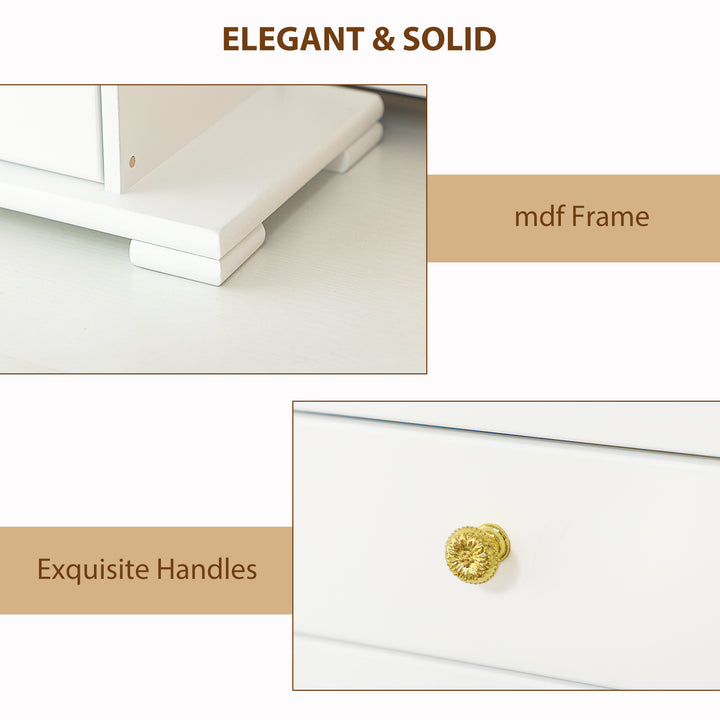 4-Tier Jewellery Box with Mirror and 2 Drawers - White