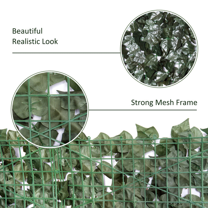 2-Piece Artificial Leaf Hedge Screen Privacy Fence Panel for Garden Outdoor Indoor Decor, Dark Green, 3M x 1.5M