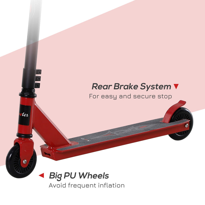 Street Stunt Scooter Intermediate and Beginner Freestyle Tricks Scooters For 14+ Teens Adult w/ Rear φ10cm Wheel & Brake - Red