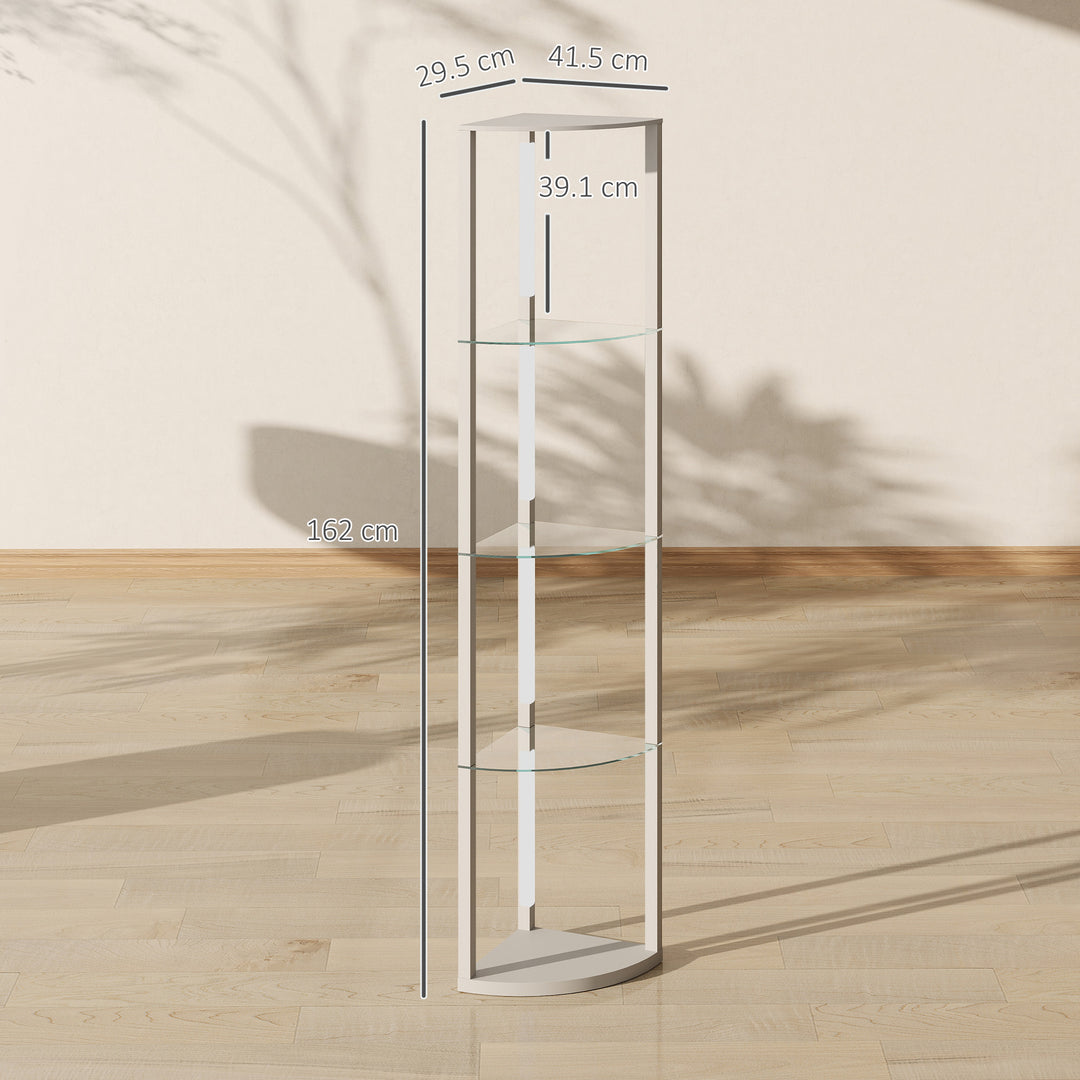 LED Floor Lamp with Shelves, Dimmable Standing Lamp with Foot Switch f