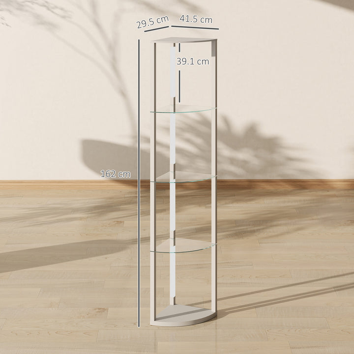 LED Floor Lamp with Shelves, Dimmable Standing Lamp with Foot Switch f