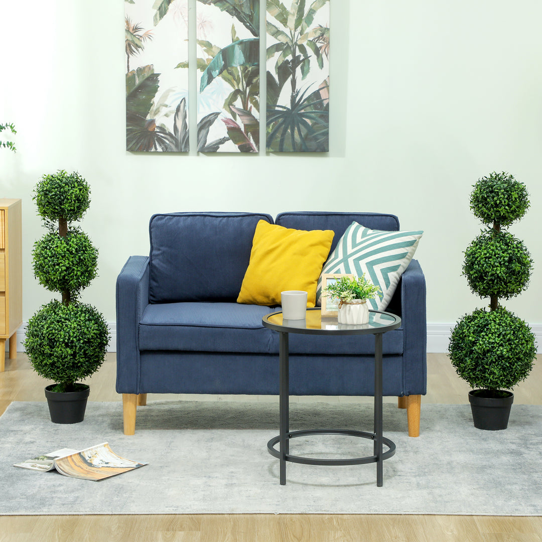 Set of 2 Decorative Artificial Trees, Topiary Ball-shaped Boxwood Trees in Pot, Fake Plants for Home Indoor outdoor Decor, 100cm, Green