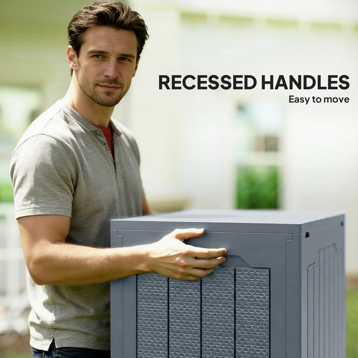93L Plastic Garden Storage Box, Outdoor Storage Box with Handles, Waterproof Outdoor Storage Container