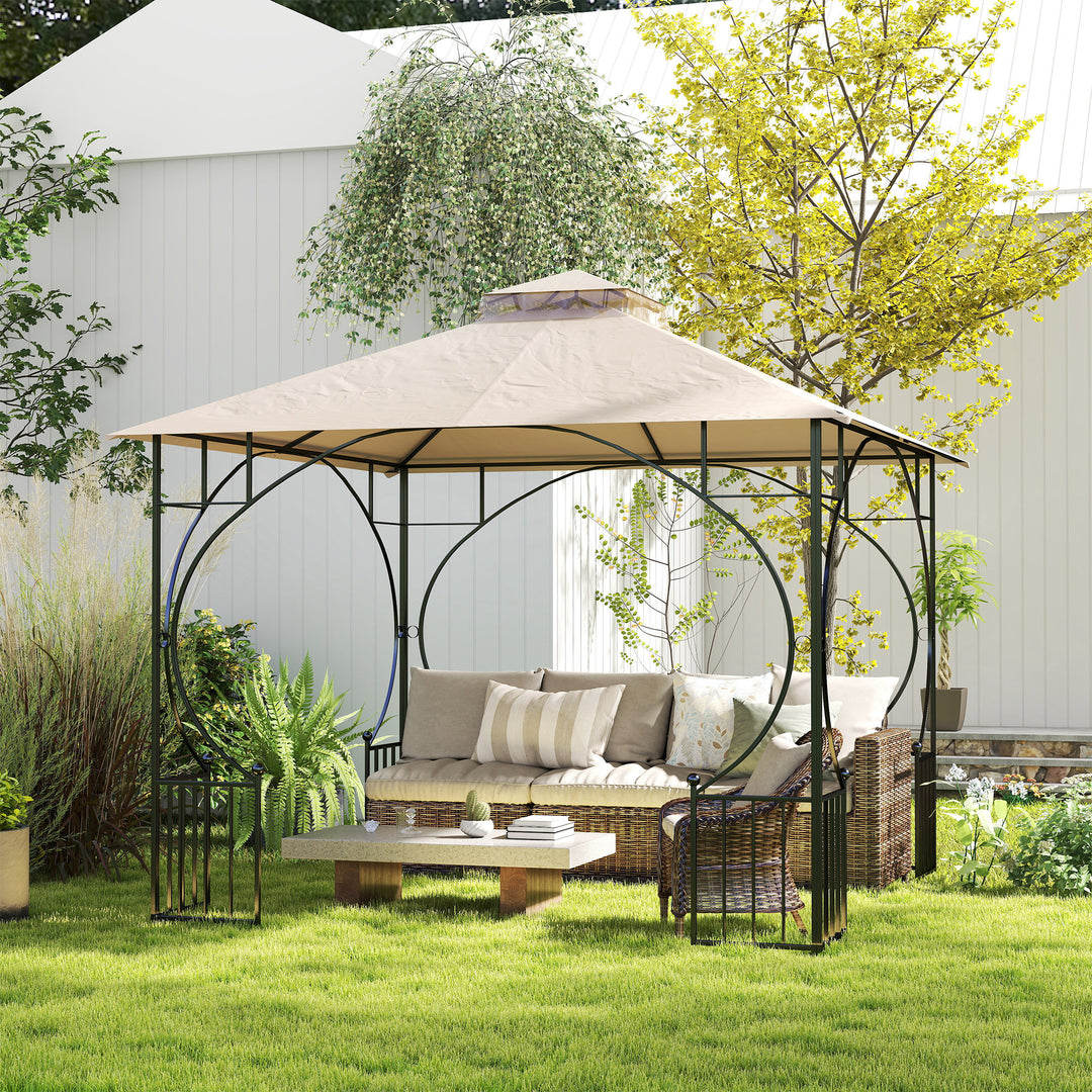 MCL 3x3(m) Replacement Gazebo Canopy, Double Tier Roof Top for Garden, Patio, Outdoor, Beige (TOP ONLY)