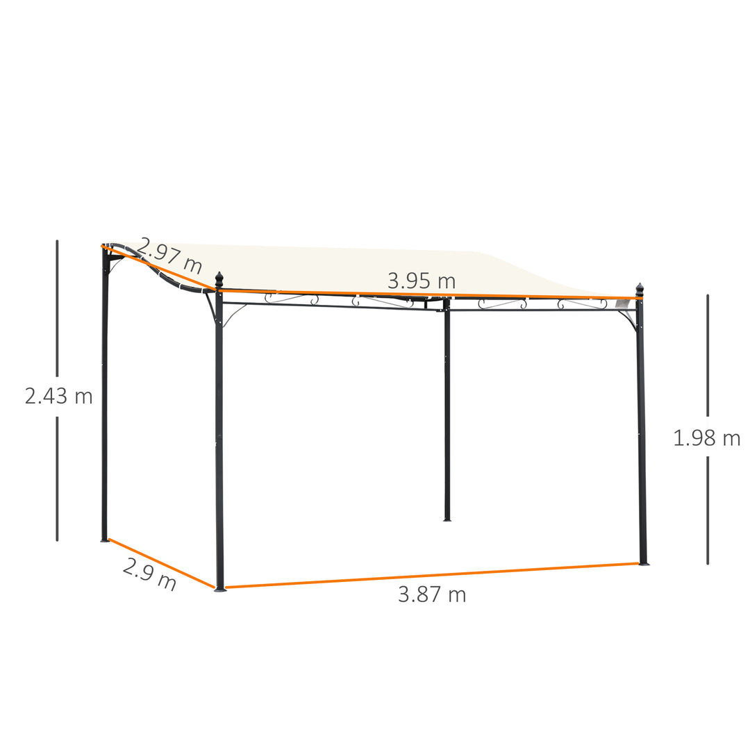 Outsunny 4 x 3 Meters Canopy Metal Wall Gazebo Awning Garden Marquee Shelter Door Porch