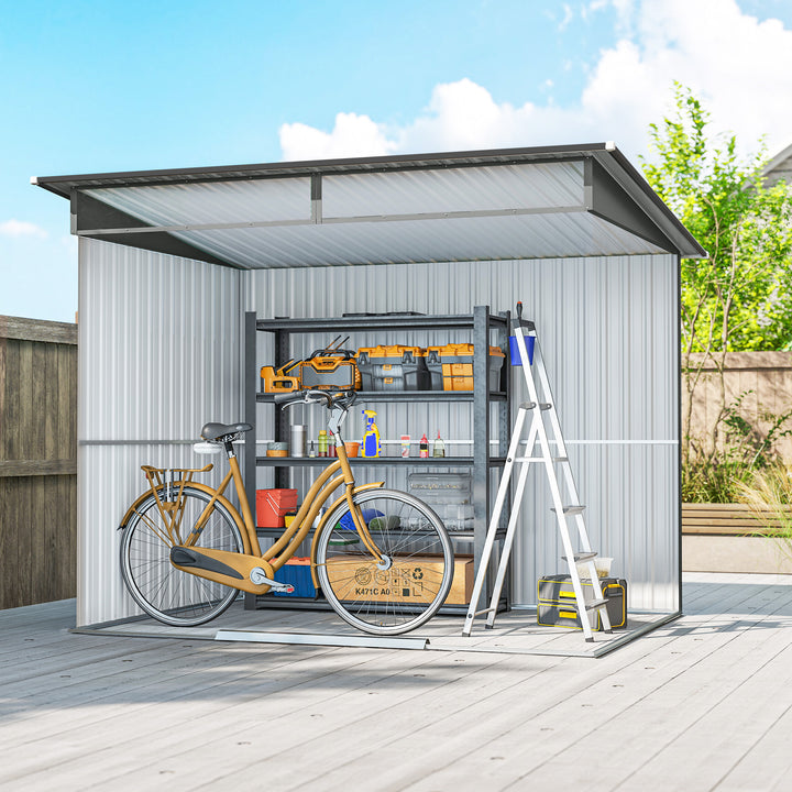 9ft x 6.5ft Garden Storage Shed with Top Window, Metal Outdoor Shed To