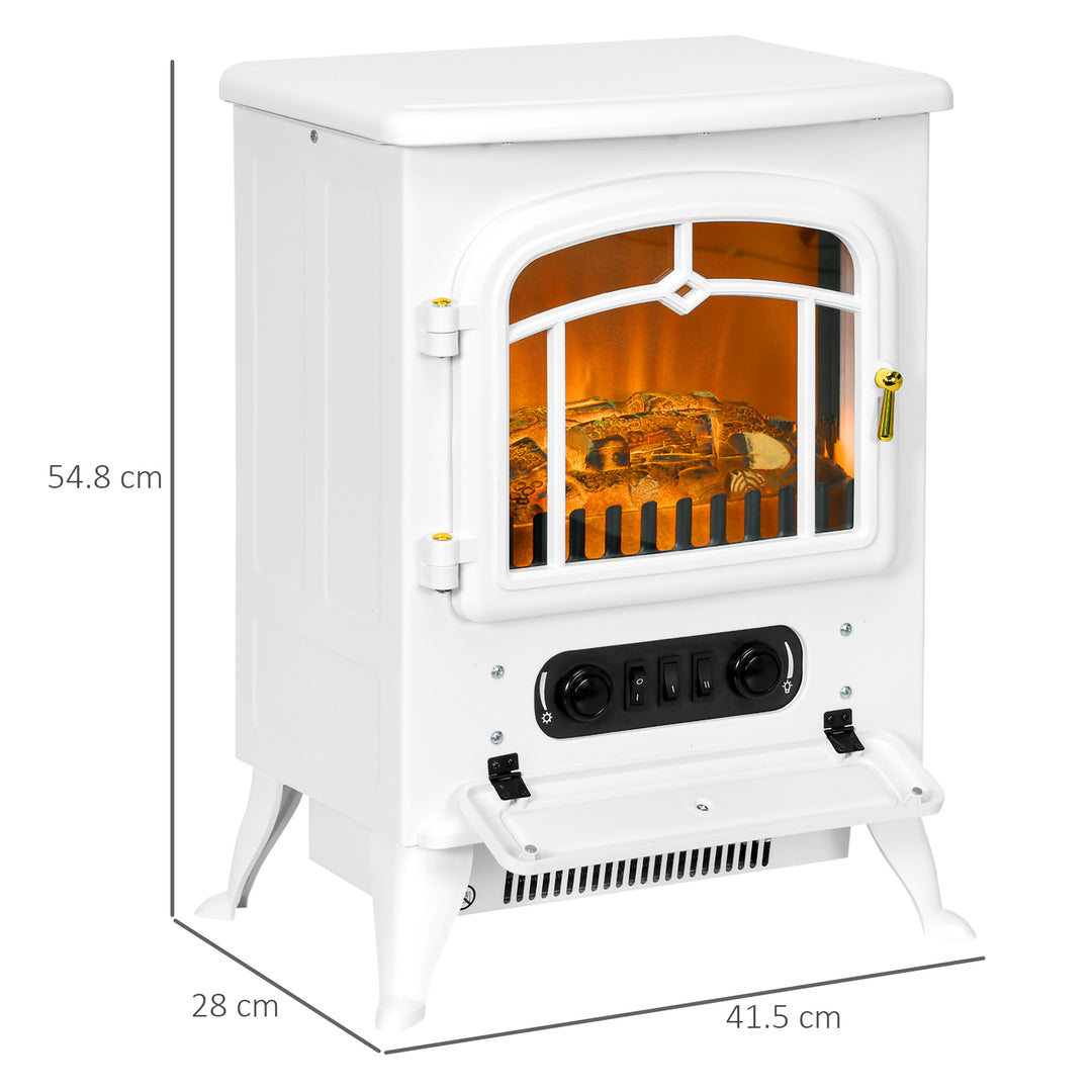 HOMCOM Modern Electric Fireplace, Freestanding Electric Stove Fire with Flame Effect, 950/1850W, White