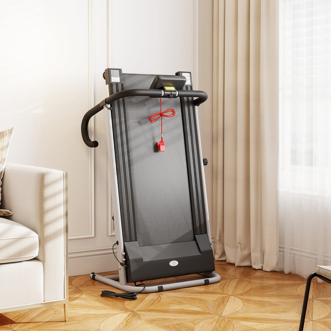 MCL Folding Treadmill with Incline, Walking Pad Treadmill for Home, 1-10km/h Under Desk Running Machine with LCD Display and Wheels, No Assembly, Grey