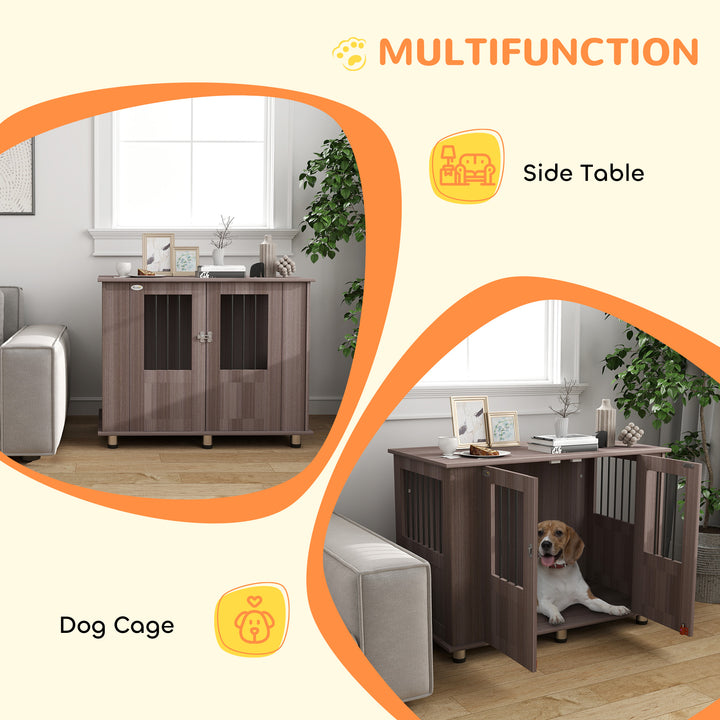 Dog Crate Table for Medium and Large Dogs with Magnetic Door for Indoor Use, 95 x 55 x 75 cm, Purple