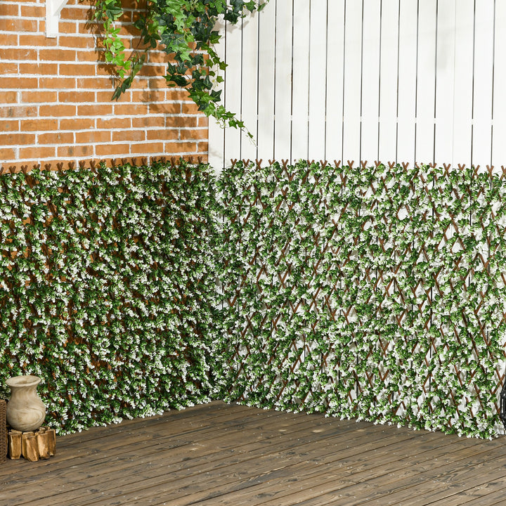 2pc Expanding Garden Trellis, 2 x 1m Faux Decorative Privacy Fence with Artificial Leaves, Privacy Screen Greenery Walls for Garden Balcony, Eucalyptus Leaves