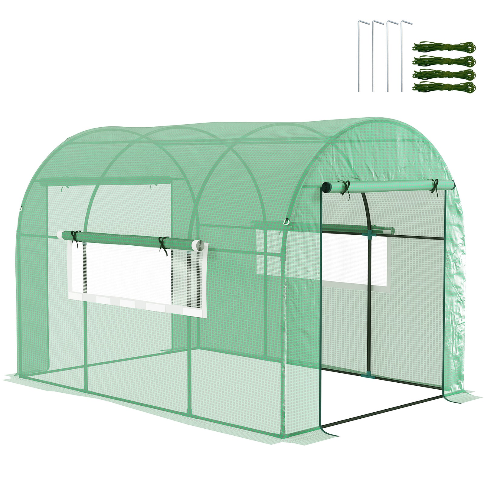 300 x 200cm Walk-In Polytunnel Greenhouse - Green