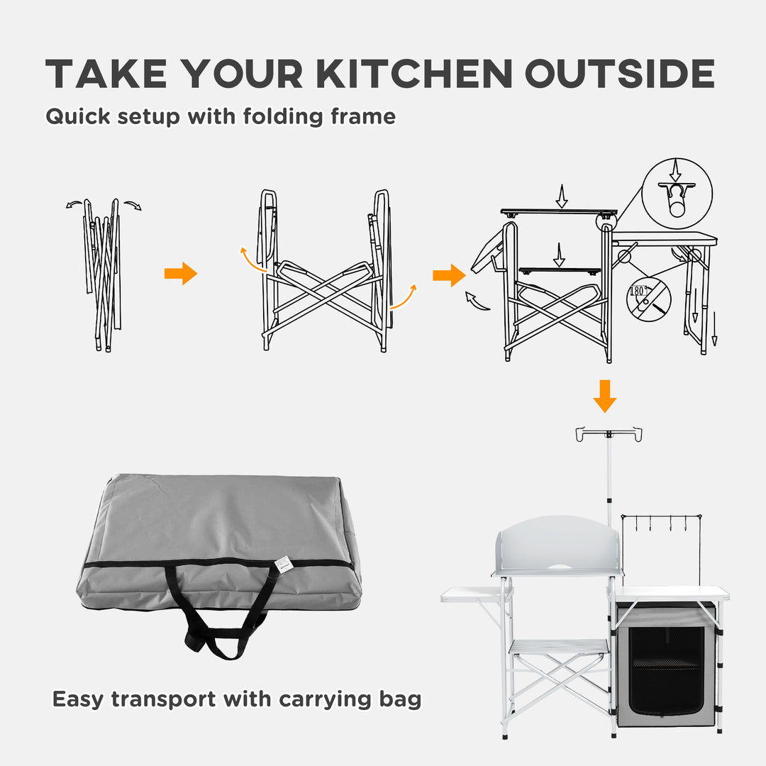 Multi-Feature Folding Camping Kitchen, with Wind Shield