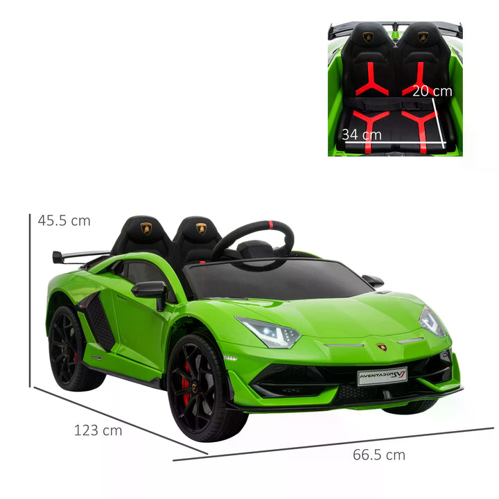 HOMCOM Compatible 12V Battery-powered Kids Electric Ride On Car Lamborghini Aventador Sports Racing Car Toy with Parental Remote Control Music Green