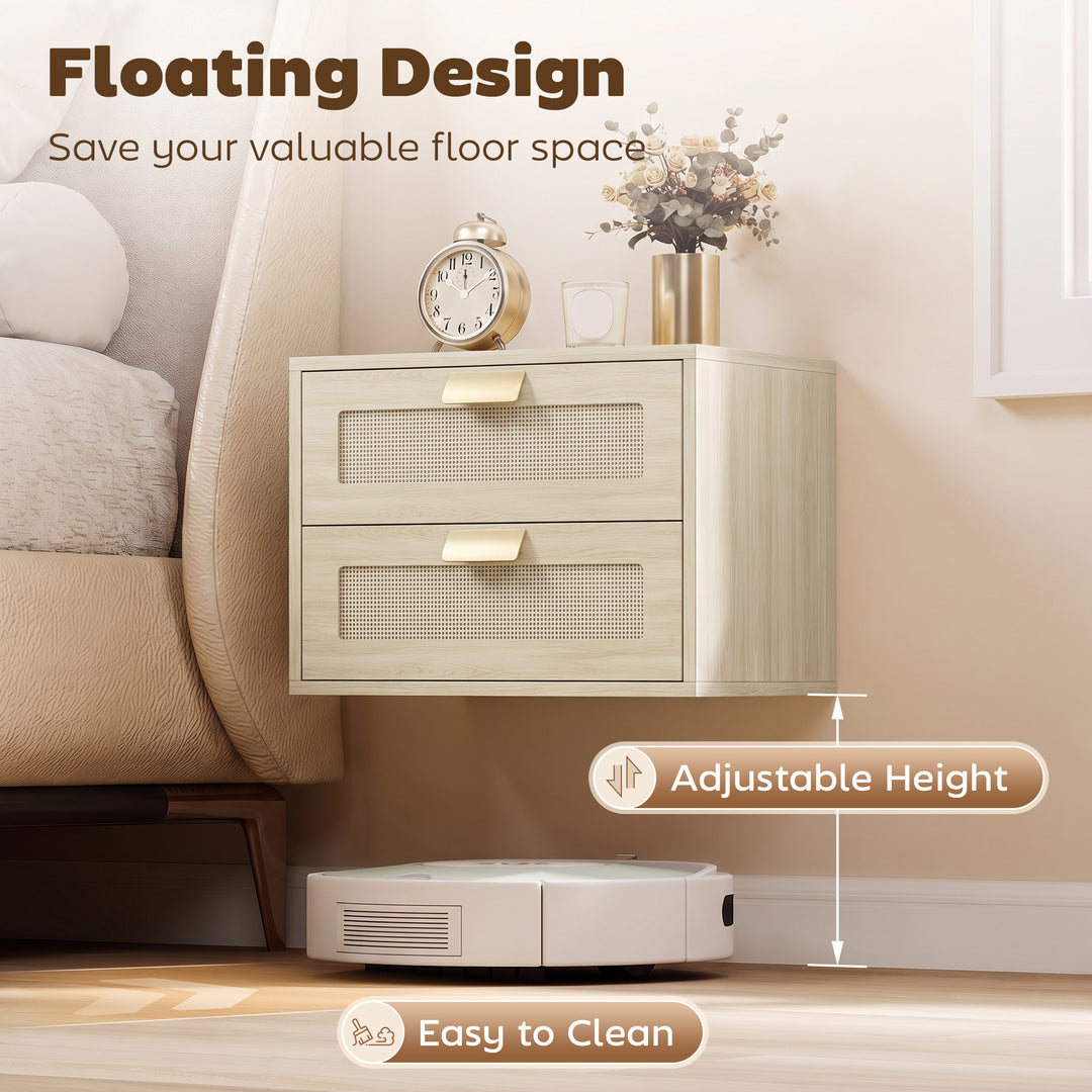Modern Floating Nightstands Set of 2, Wall Mounted Bedside Tables with