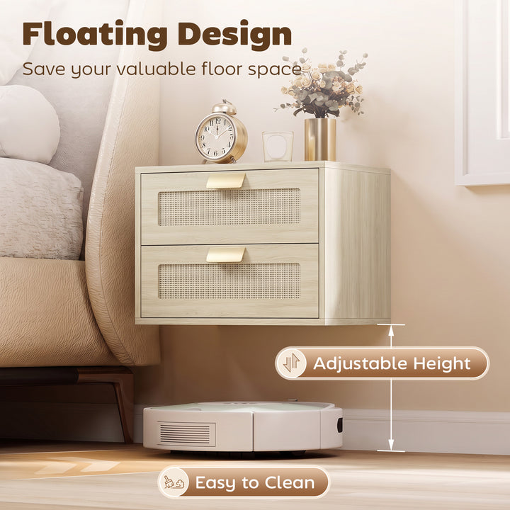 Modern Floating Nightstands Set of 2, Wall Mounted Bedside Tables with