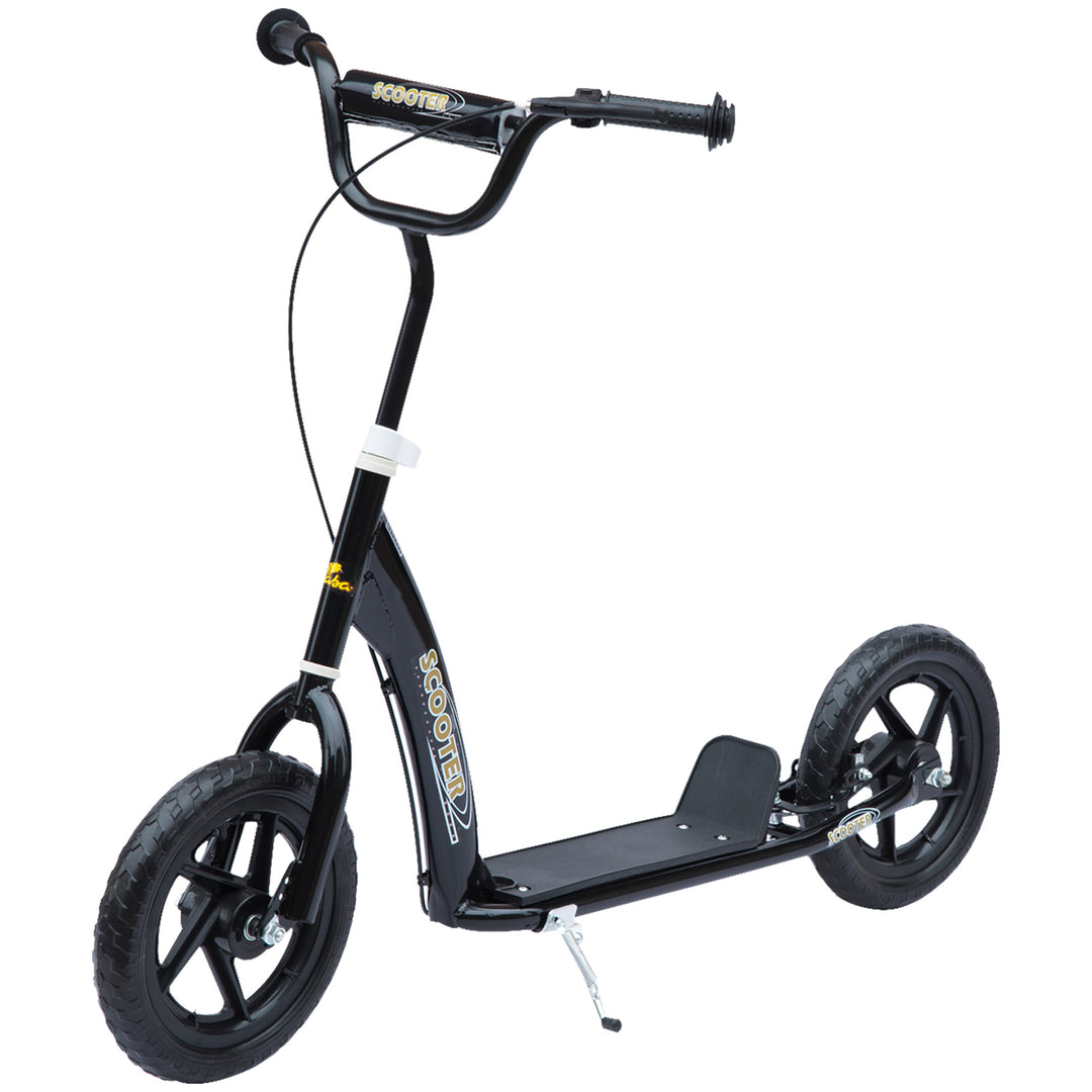 MCL Kids Scooter Kick Scooter, with 12" EVA Tyres, Rear Brake, Big Wheels Scooter for 5-12 Years , Black