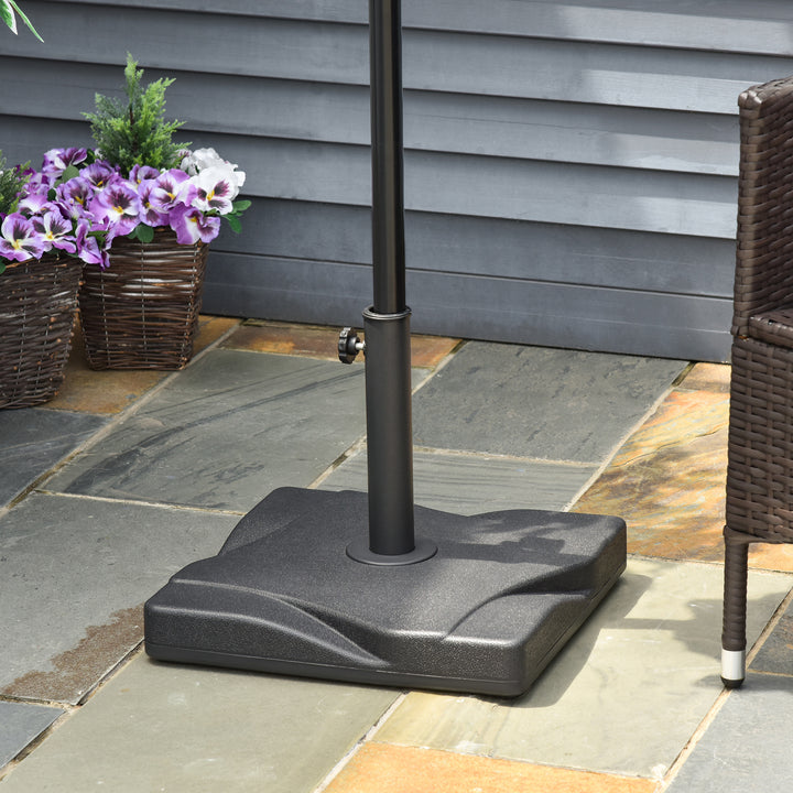 MCL 20kg Square Parasol Base Outdoor Garden Cement Umbrella Weight Stand Holder, Fits 32mm,38mm,48mm Pole - Black