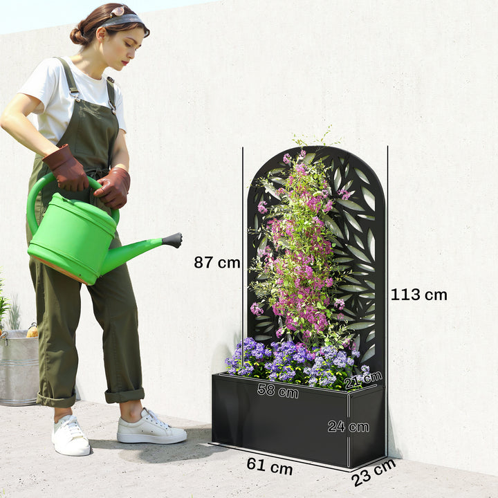 Metal Garden Bed for Garden with Trellis, Wall Mounted or Freestanding