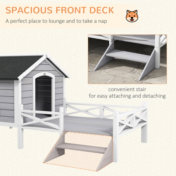 Small/Medium Dog House with Porch, Grey