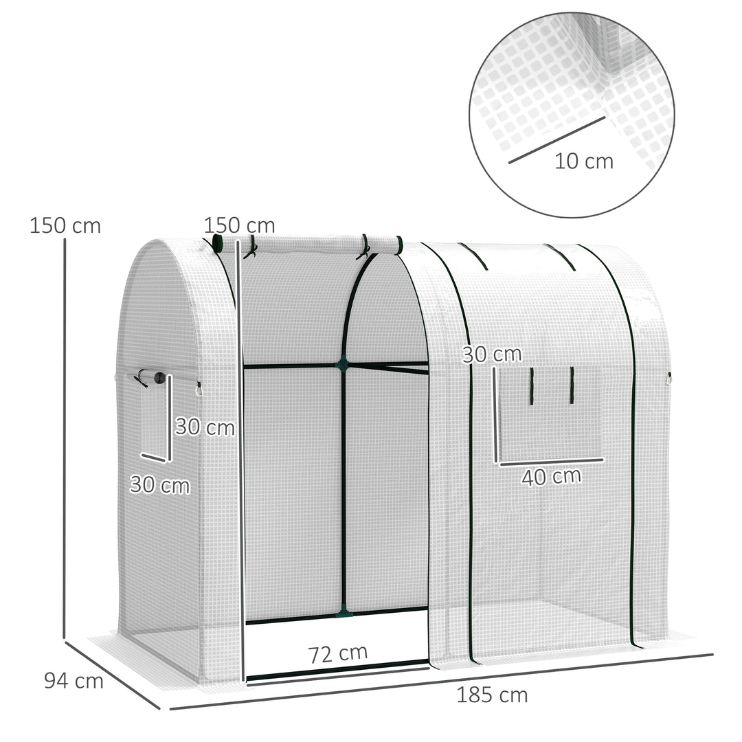 94 x 185cm Mini Two-Room Greenhouse - White