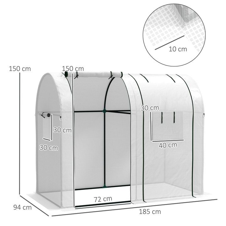 94 x 185cm Mini Two-Room Greenhouse - White