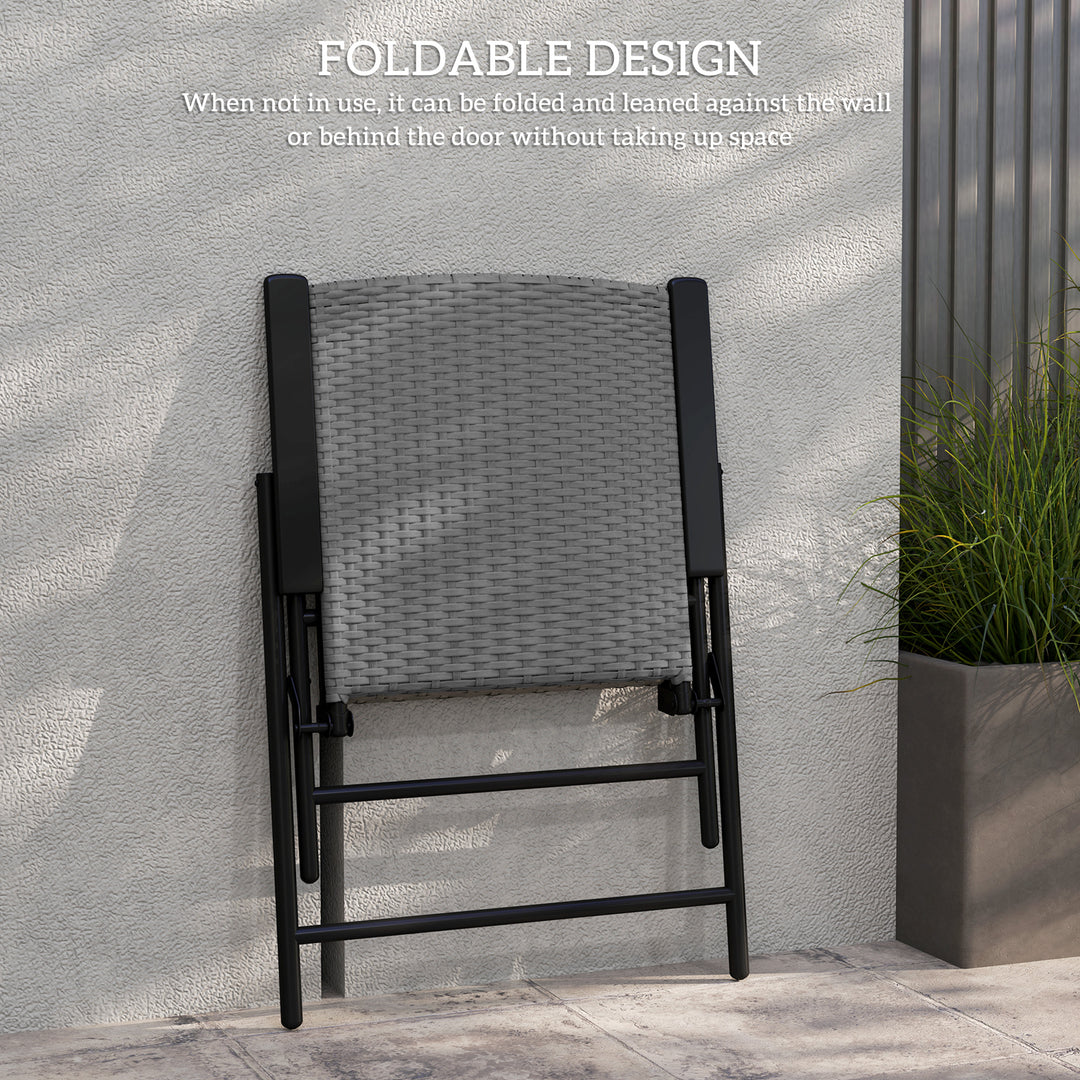 Set of Two Folding Rattan Seat Chairs - Grey