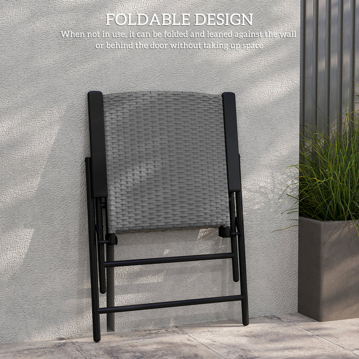 Set of Two Folding Rattan Seat Chairs - Grey