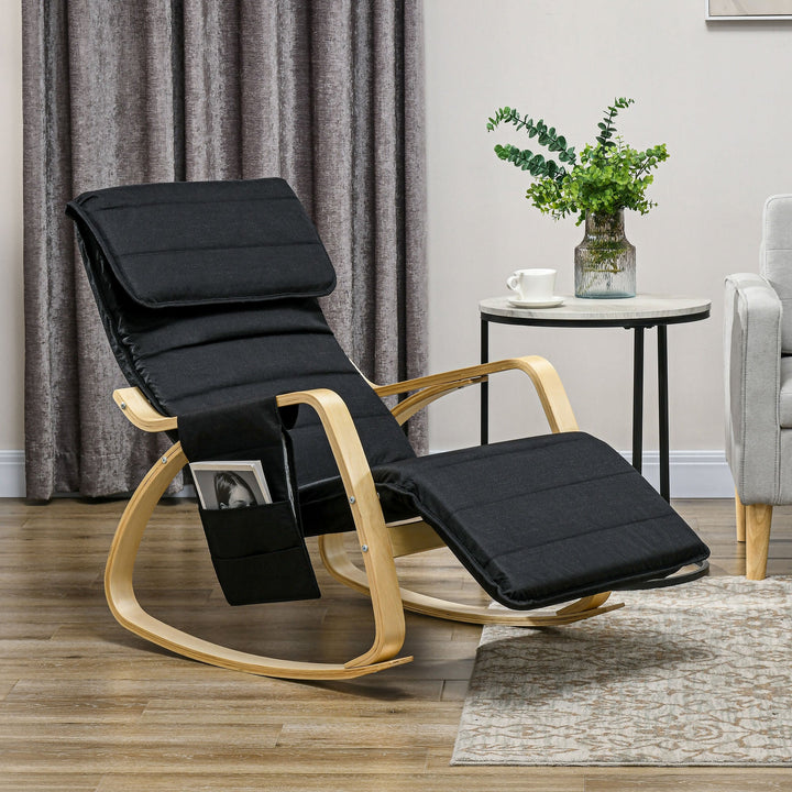 Rocking Lounge Chair Recliner Relaxation Lounging Relaxing Seat with Adjustable Footrest, Side Pocket and Pillow