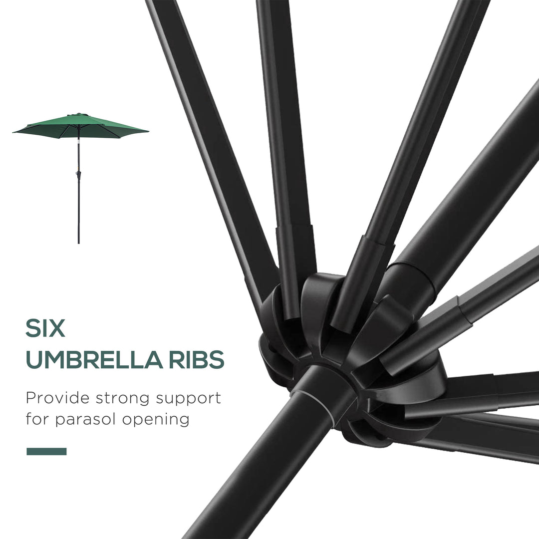 2.6M Garden Parasol Umbrella with Tilt and Crank, Outdoor Sun Parasol Sunshade Shelter with Aluminium Frame, Green