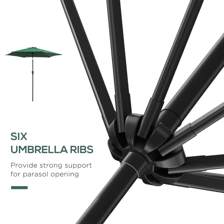 2.6M Garden Parasol Umbrella with Tilt and Crank, Outdoor Sun Parasol Sunshade Shelter with Aluminium Frame, Green