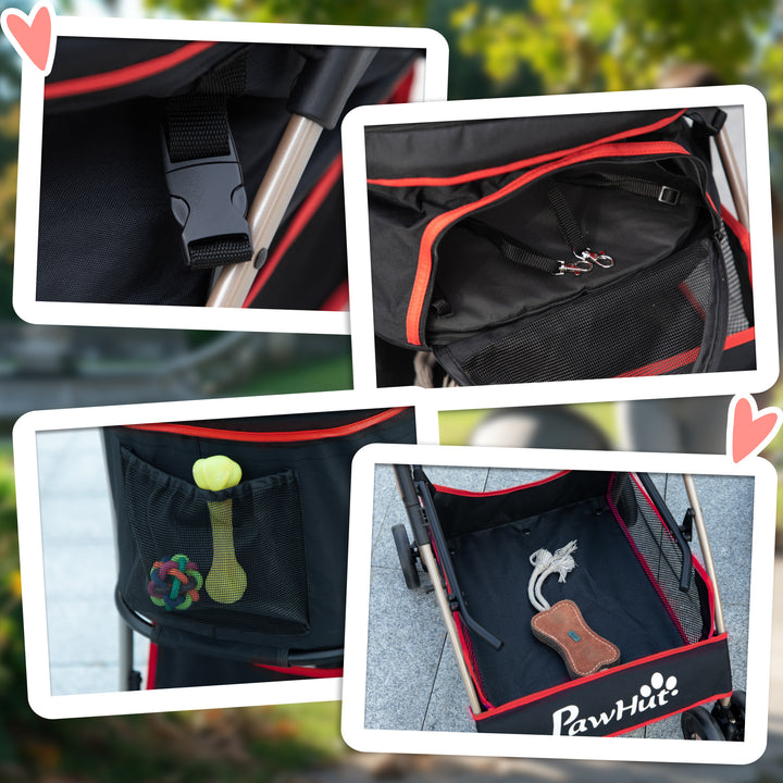 3 In 1 Detachable Pet Stroller, for Extra Small and Small Dogs - Red
