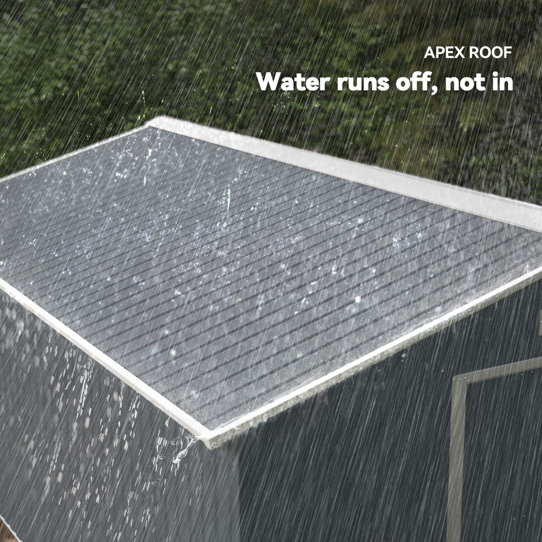 MCL 13 x 11ft Metal Garden Shed, Outdoor Storage Tool House with Ventilation Slots, Foundation Kit and Lockable Double Doors, Grey