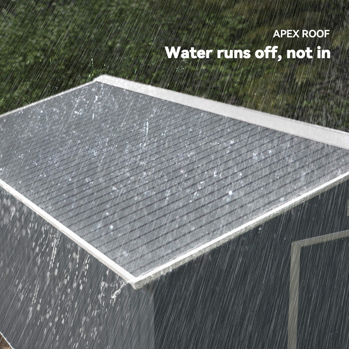 MCL 13 x 11ft Metal Garden Shed, Outdoor Storage Tool House with Ventilation Slots, Foundation Kit and Lockable Double Doors, Grey