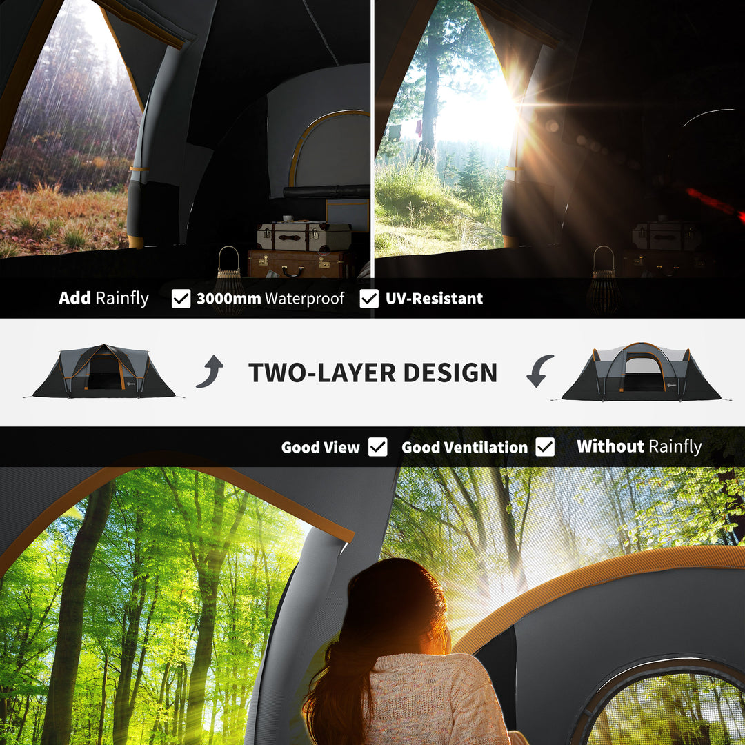 5-6 Man Dome Camping Tent - Light Grey and Black