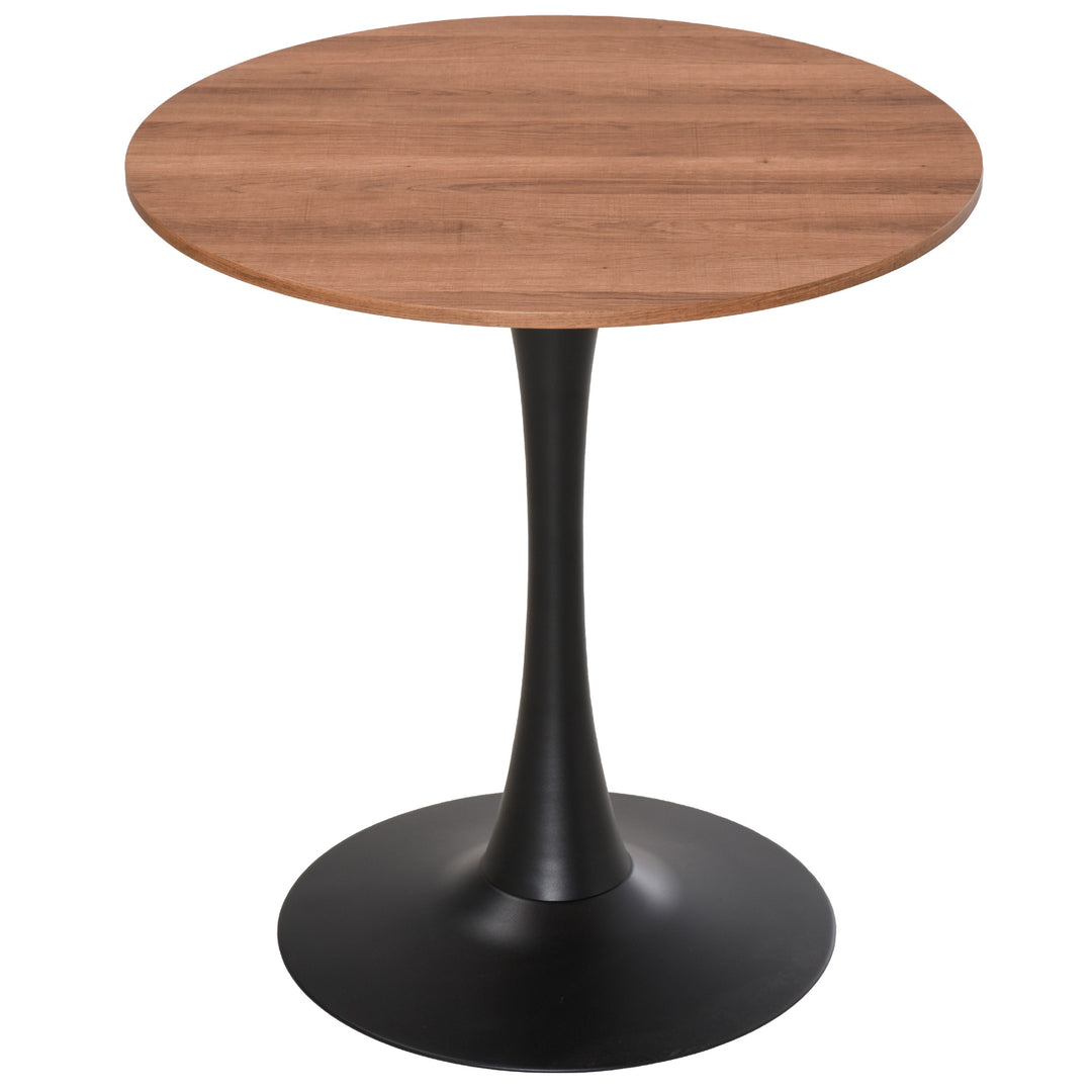 Modern Round Dining Table Leisure Coffee Bistro Table with Metal Base for Kitchen & Dining Room Brown